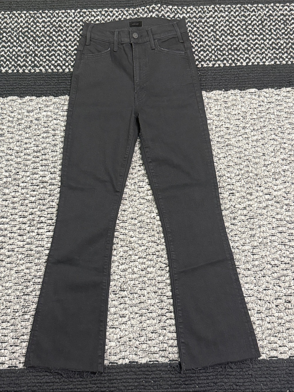 MOTHER The Hustler Ankle Fray Jeans Women’s 24 Black High Rise Flare Casual